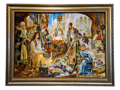 تابلو فرش دستبافت بافت تبریز طرح شرقی فرش فروش بغداد مارک زینال نژاد