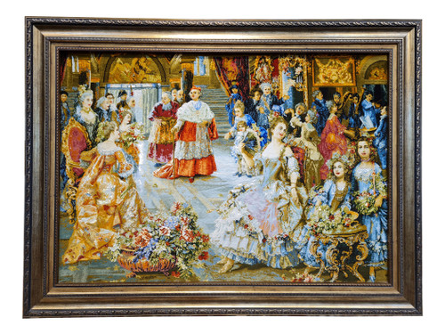 تابلوفرش دستبافت بافت تبریز طرح فرانسوی ورود پاپ