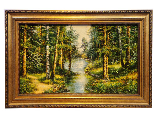 تابلو فرش دستبافت بافت تبریز طرح منظره دورنما عرضی جنگل