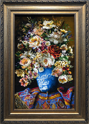 تابلو فرش دستبافت بافت تبریز طرح گل طولی