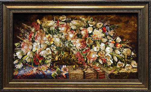 تابلو فرش دستباف بافت تبریز طرح گل عرضی