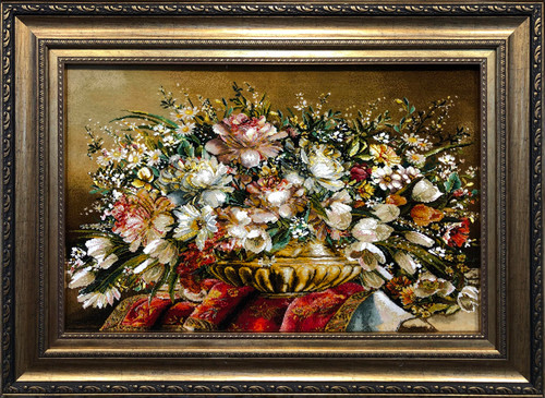 تابلوفرش دستباف بافت تبریز طرح گل عرضی