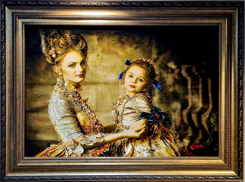 تابلو فرش دستبافت بافت تبریز طرح چهره مهر مادر مارک جلیلی