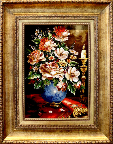 تابلو فرش دستباف بافت تبریز طرح گلطولی شمعدار کد 7059