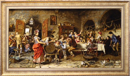 تابلو فرش دستباف بافت تبریز طرح فرانسوی کافه روسی کد 7044