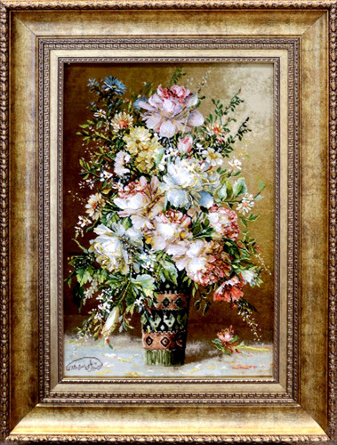 تابلوفرش دستباف بافت تبریز طرح گل طولی سیدیان سردرودی کد ۷۰۴۱